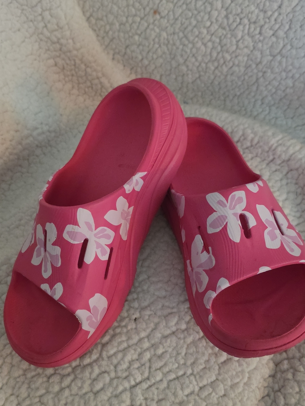 Hoka Pink Floral Slide Sandals